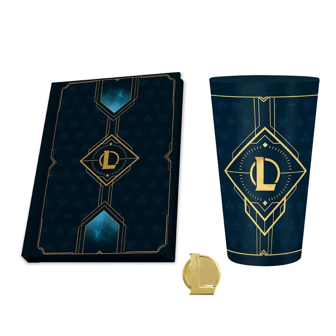 Набор подарочный League Of Legends Hextech logo Бокал 400ml + значок + Записная книжка ABYPCK215