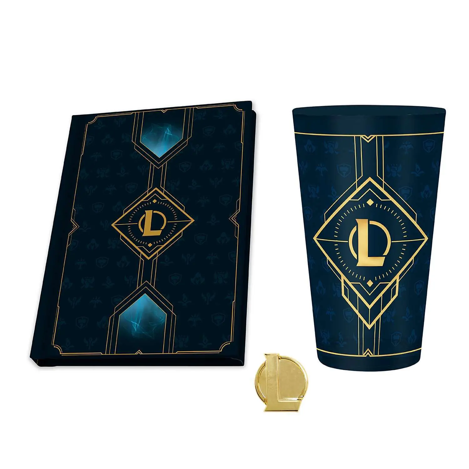 Набор подарочный League Of Legends Hextech logo Бокал 400ml + значок + Записная книжка ABYPCK215