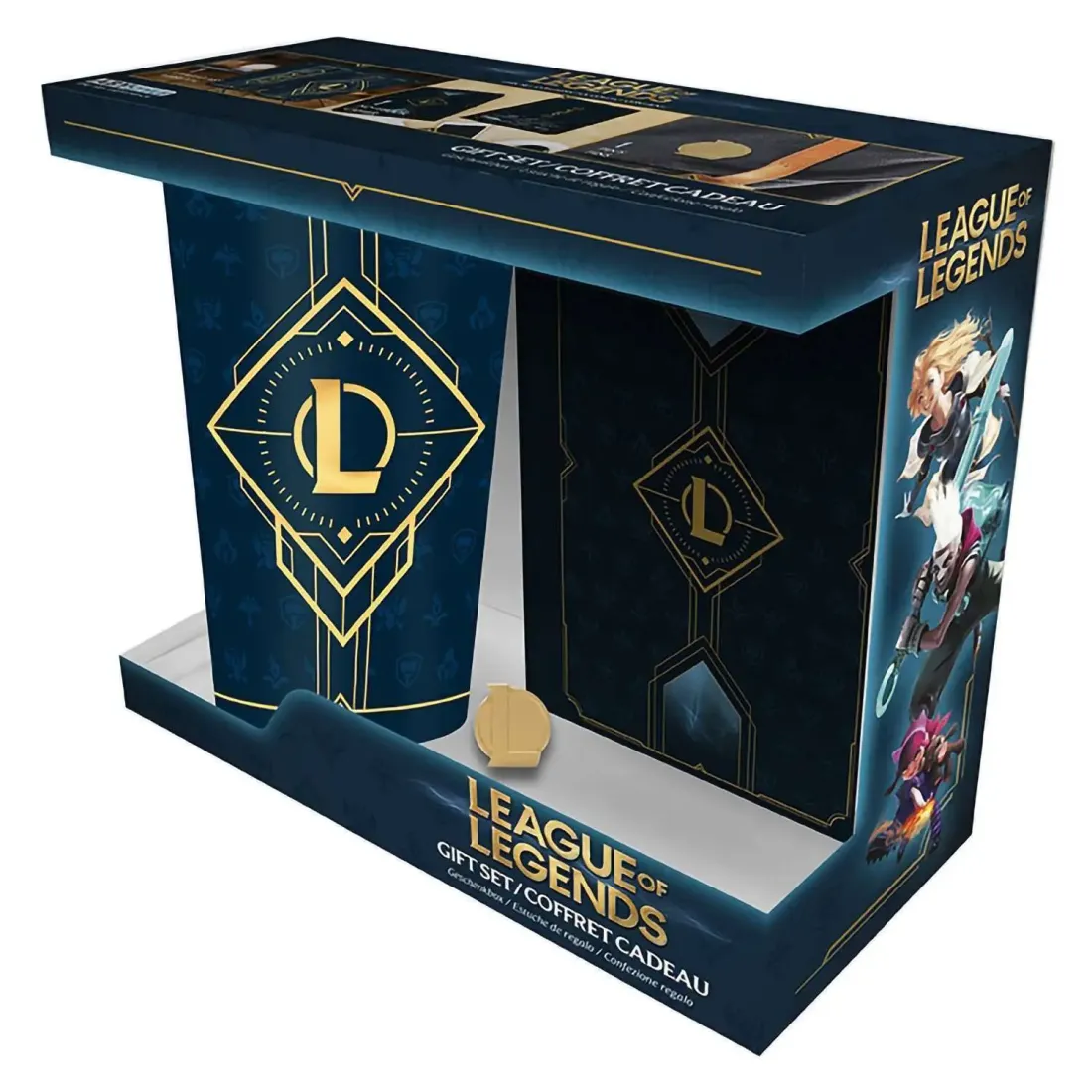 Набор подарочный League Of Legends Hextech logo Бокал 400ml + значок + Записная книжка ABYPCK215