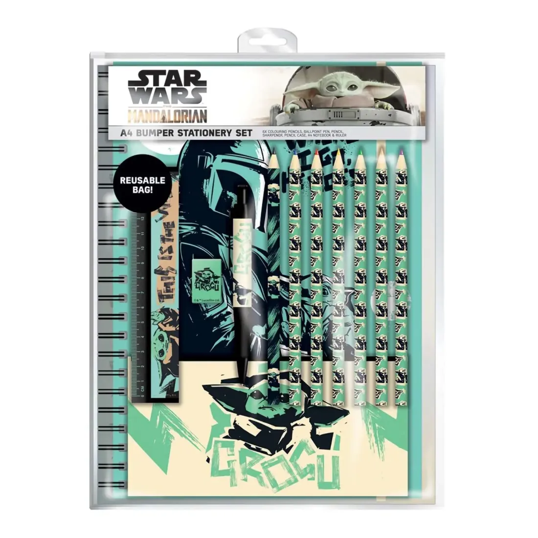 Канцелярский набор Звездные Войны Мандалорец Where I Go (пенал, блокнот, ручка, карандаши 5шт, линей