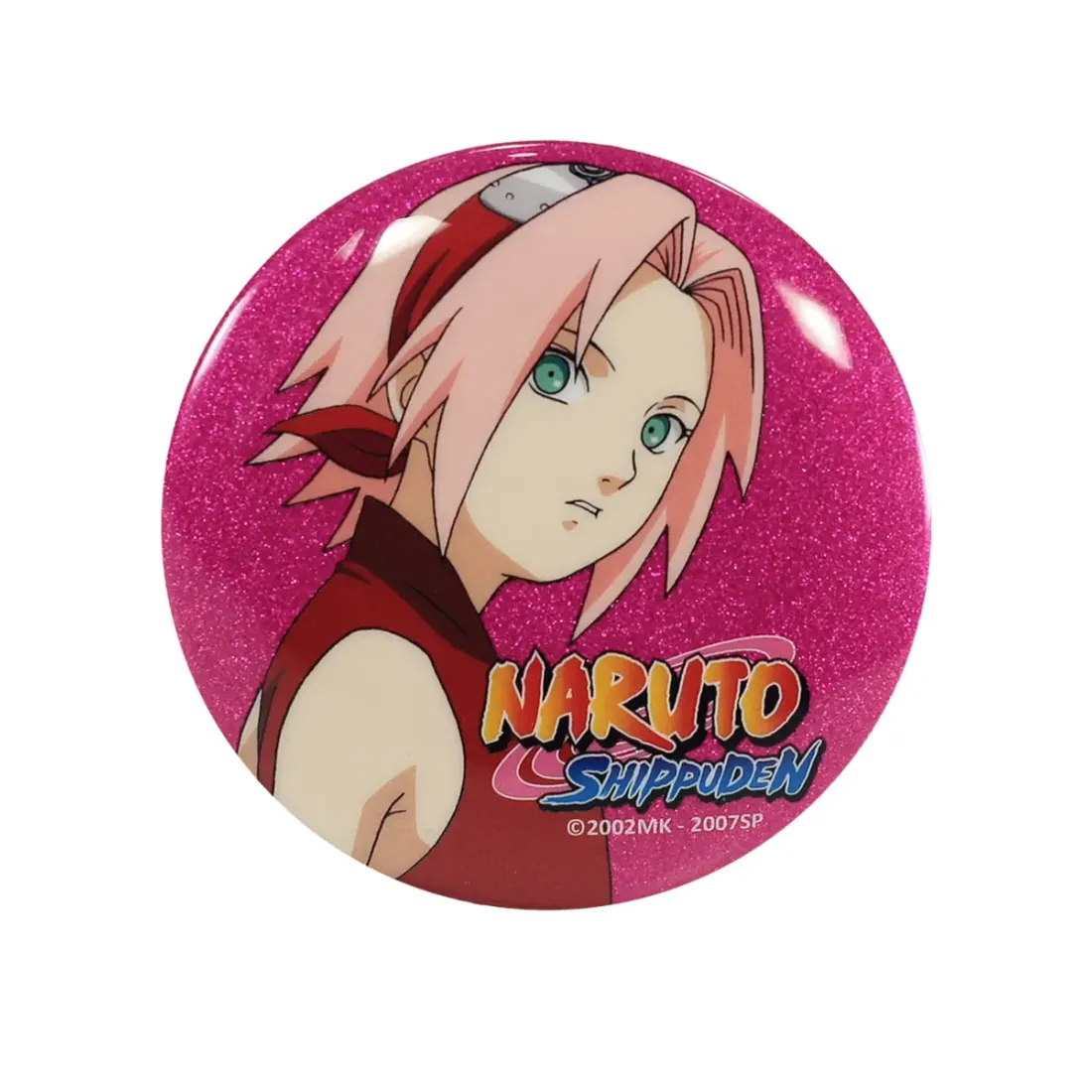 Значок Наруто Сакура портрет блестящий розовый