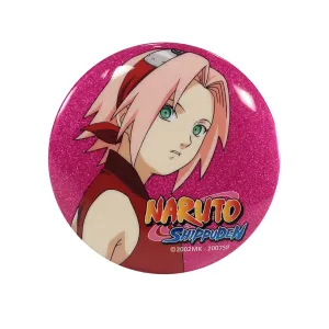 Значок Наруто Сакура портрет блестящий розовый
