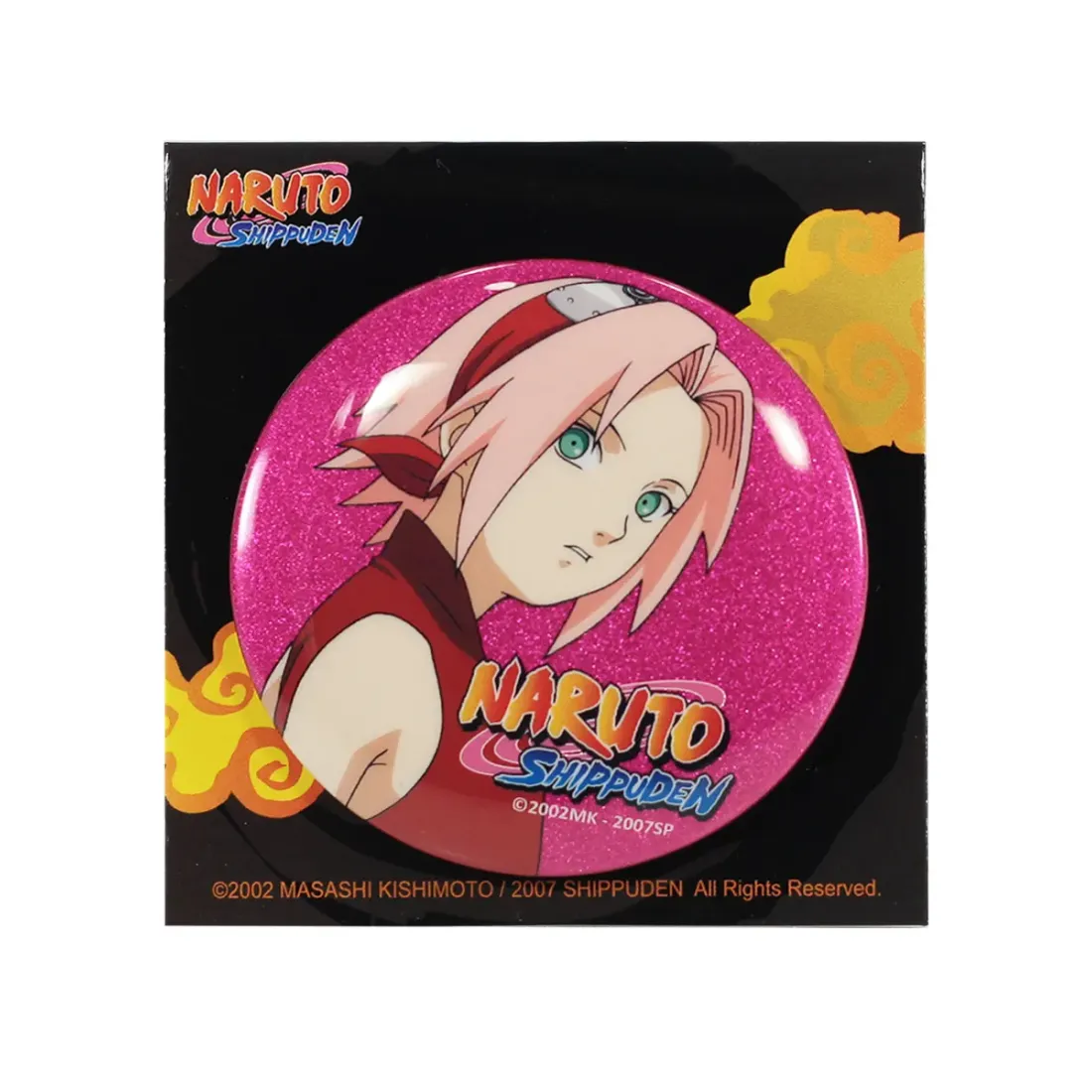 Значок Наруто Сакура портрет блестящий розовый