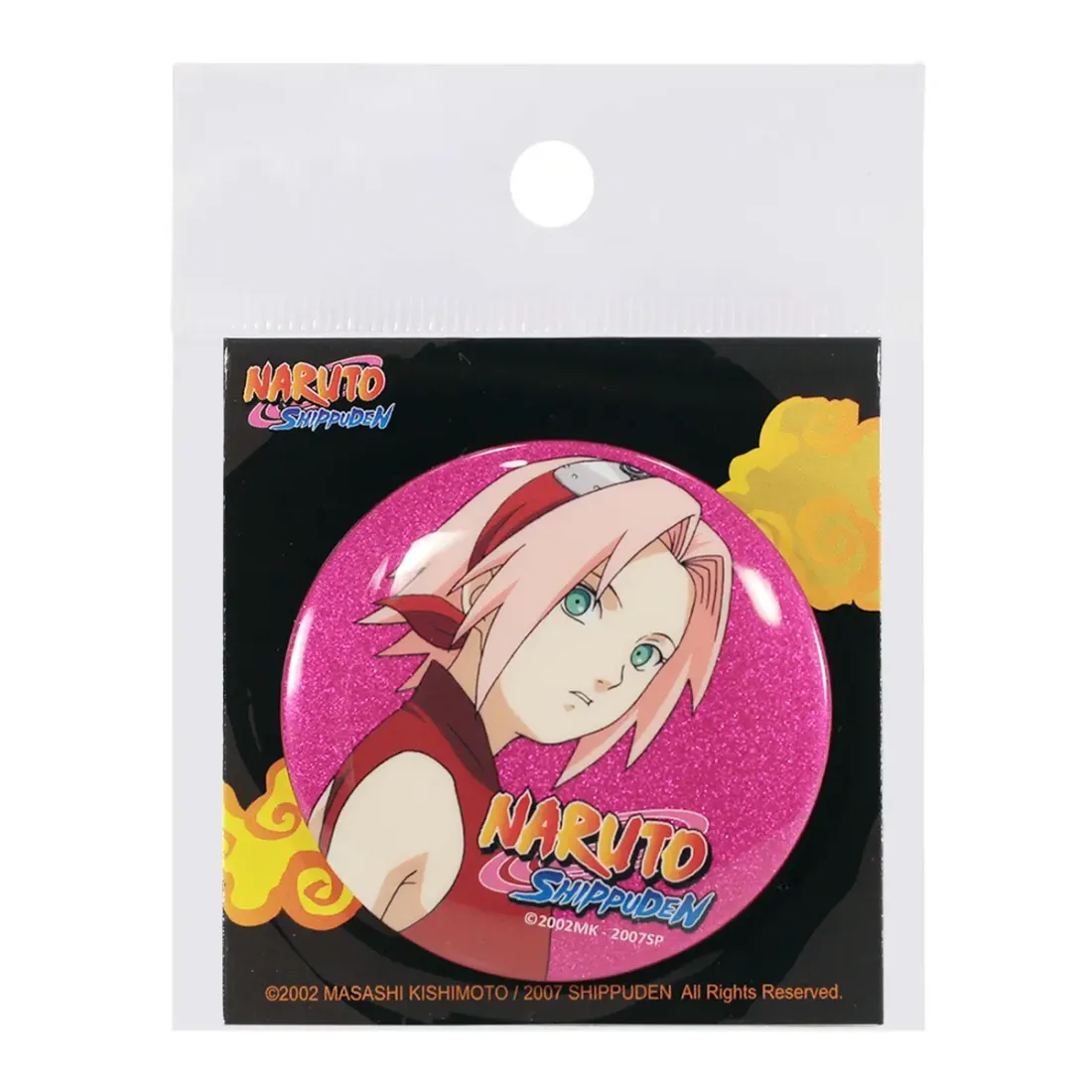 Значок Наруто Сакура портрет блестящий розовый
