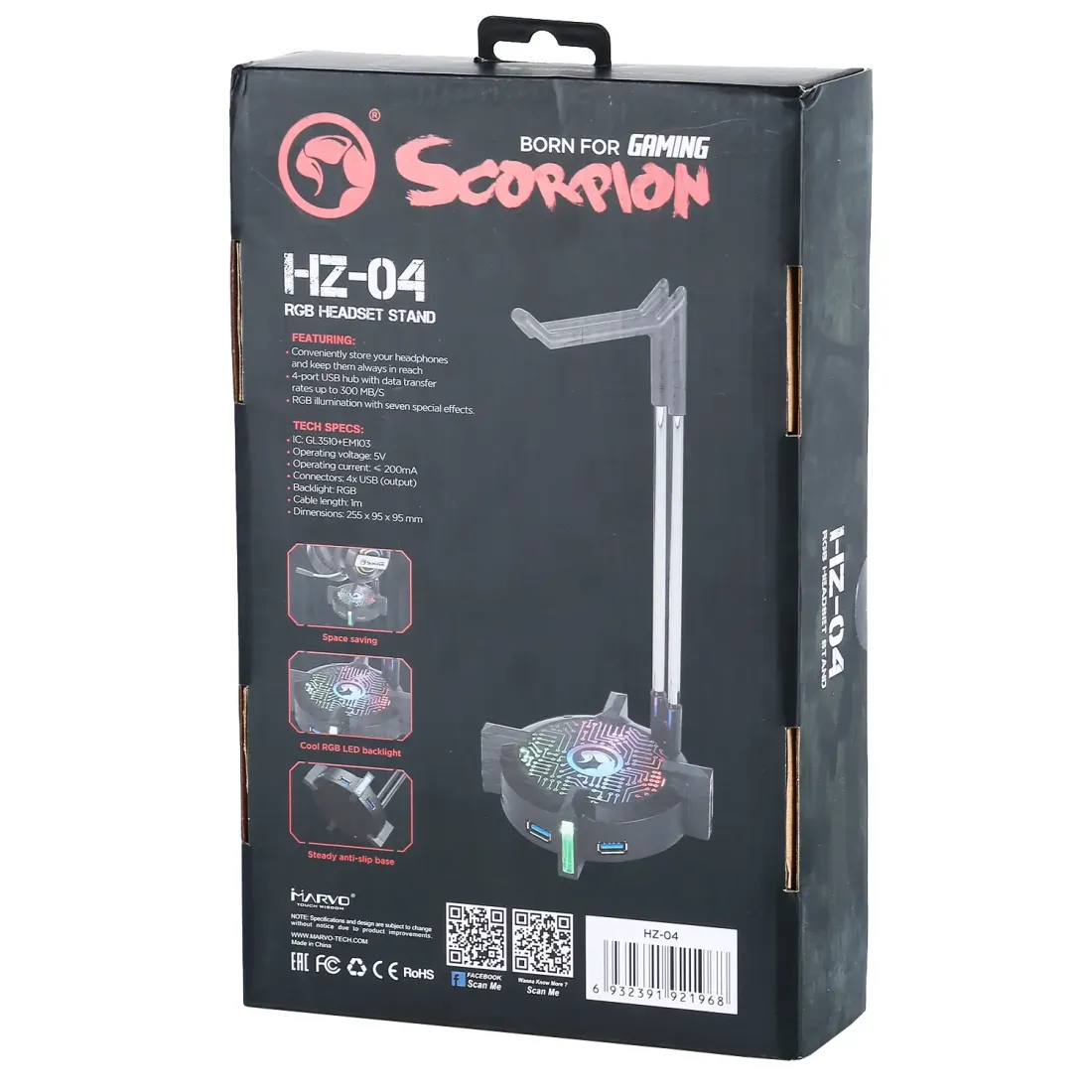 PC Подставка для наушников Marvo HZ-04 с подсветкой, ПК