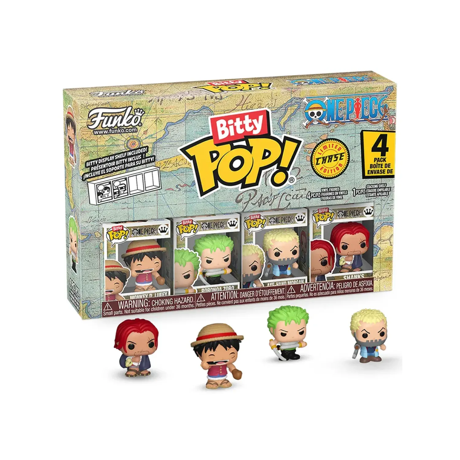 Набор Funko Bitty POP! One Piece Monkey D. Luffy+Zoro+Axe-Hand Morganchase+Chase (1 of 4) 4шт 86892