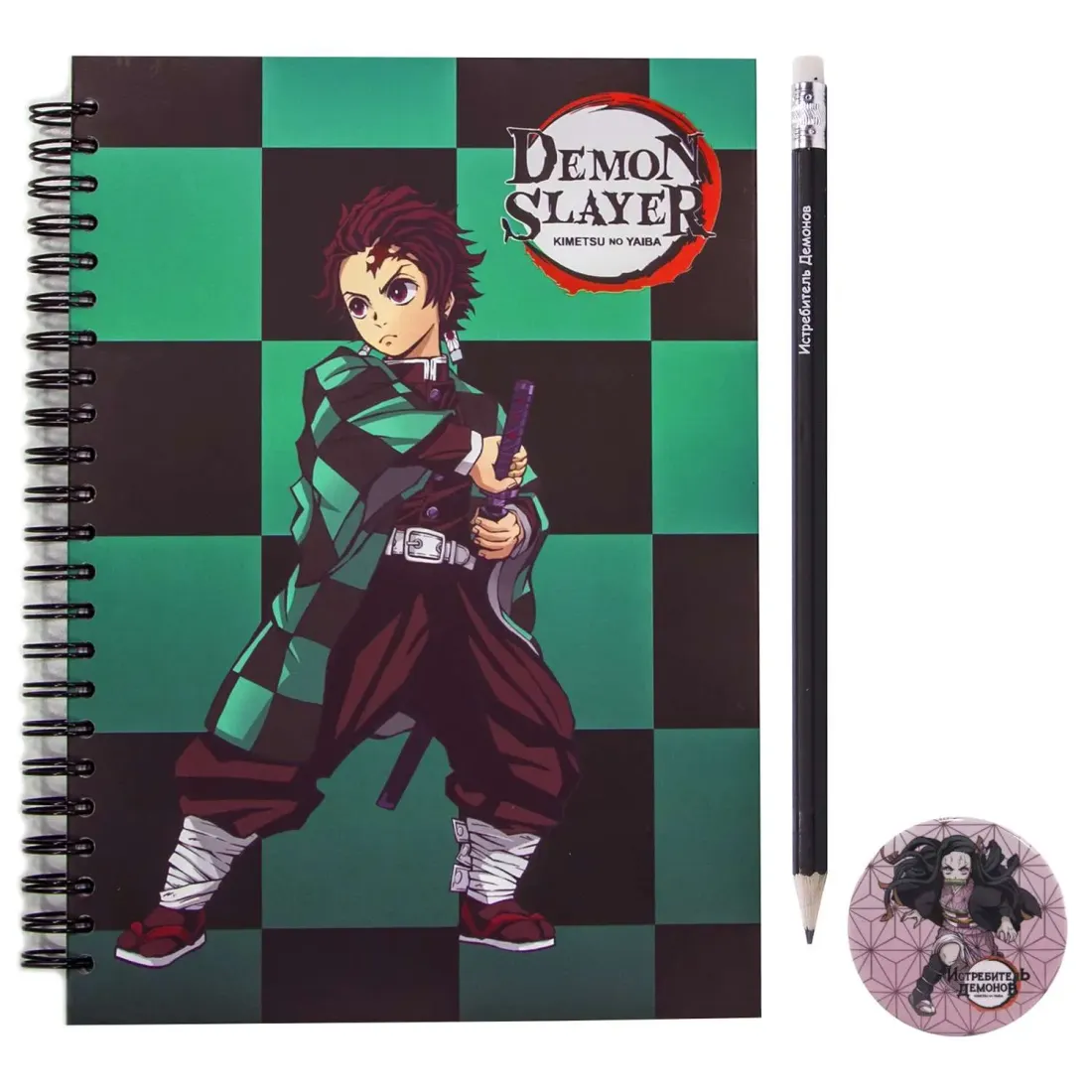 Набор Истребитель демонов №9 Значок, скетчбук,карандаш