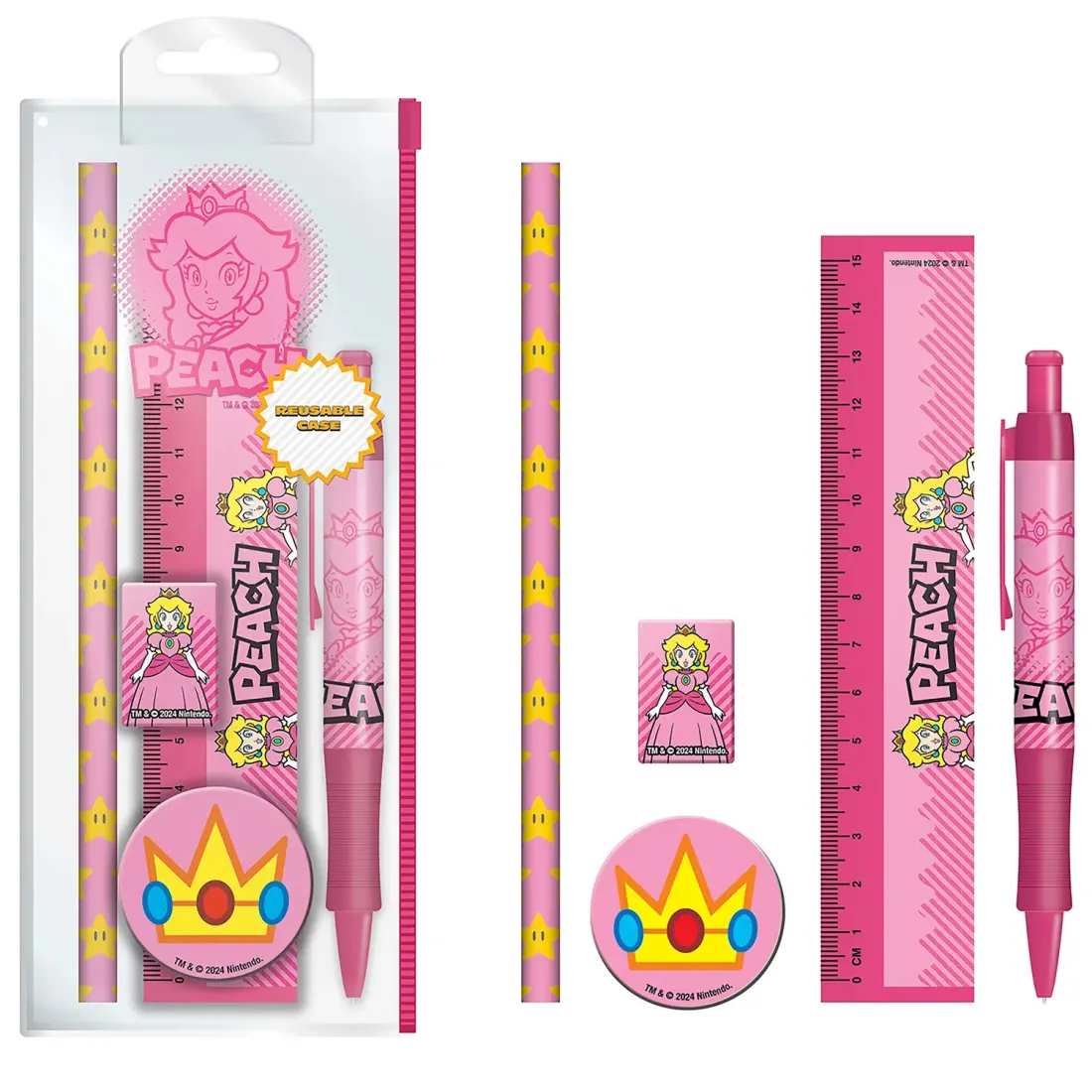 Канцелярский набор Супер Марио Принцесса Пич (ручка, карандаш, линейка, точилка, ластик) SR74596