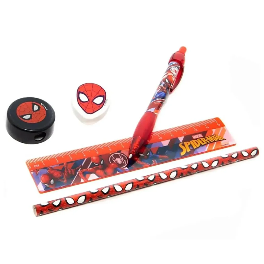 Канцелярский набор Человек-паук (ручка, карандаш, линейка, точилка, ластик) SR72736