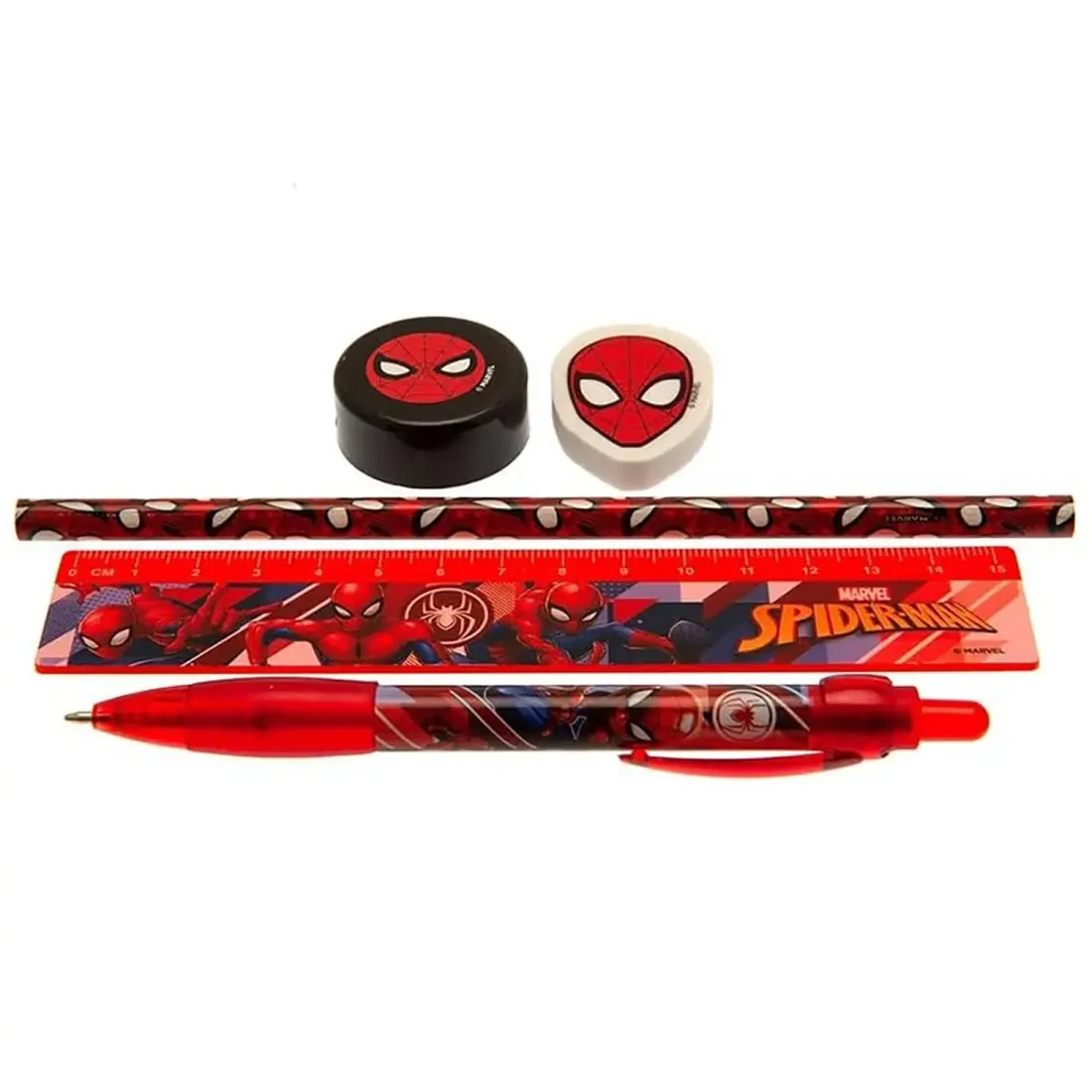 Канцелярский набор Человек-паук (ручка, карандаш, линейка, точилка, ластик) SR72736